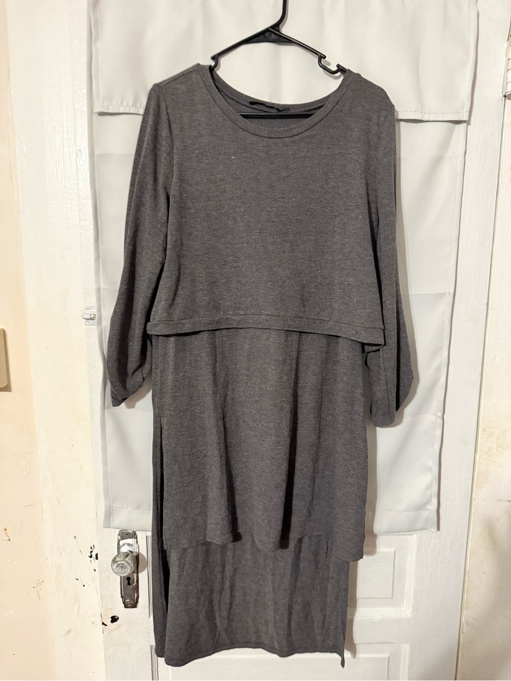 Doe & Rae Charcoal Gray Layered Knit Tunic
